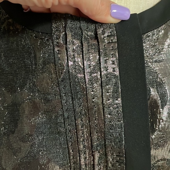 ELIE TAHARI Tessa jacket wool metallic black shinny snap front down scoop neck 4 - Picture 13 of 17